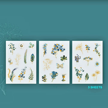 Transparent Stickers Gold Florals Set of 3 Sheets-1