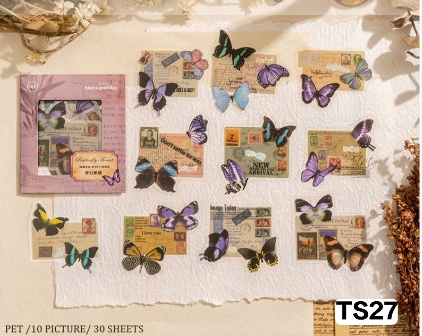 Transparent Sticker Cutouts-Butterfly Forest- Purple