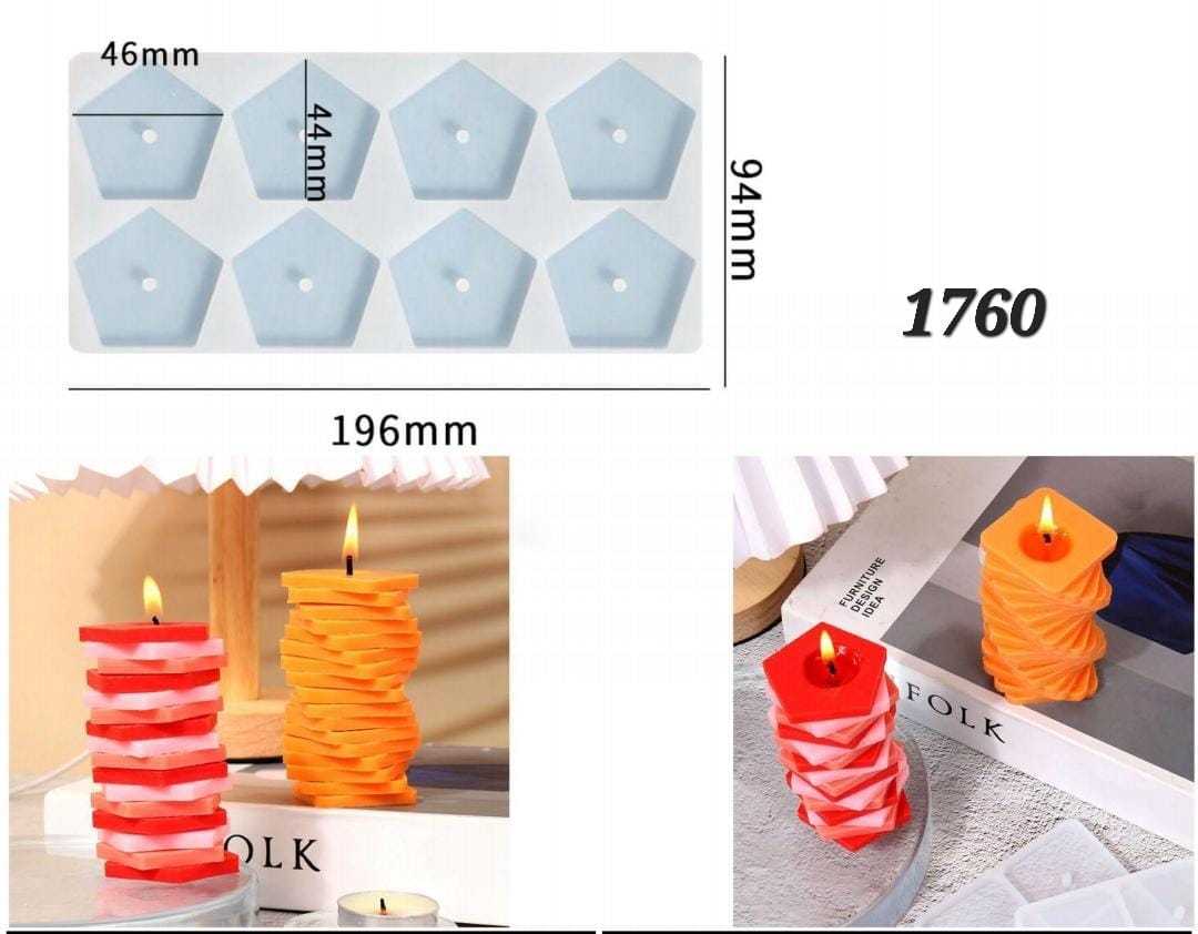 Rotary building block candle mould - hexagon