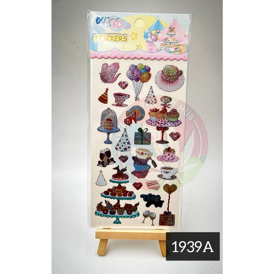 3D Metallic glittery sticker