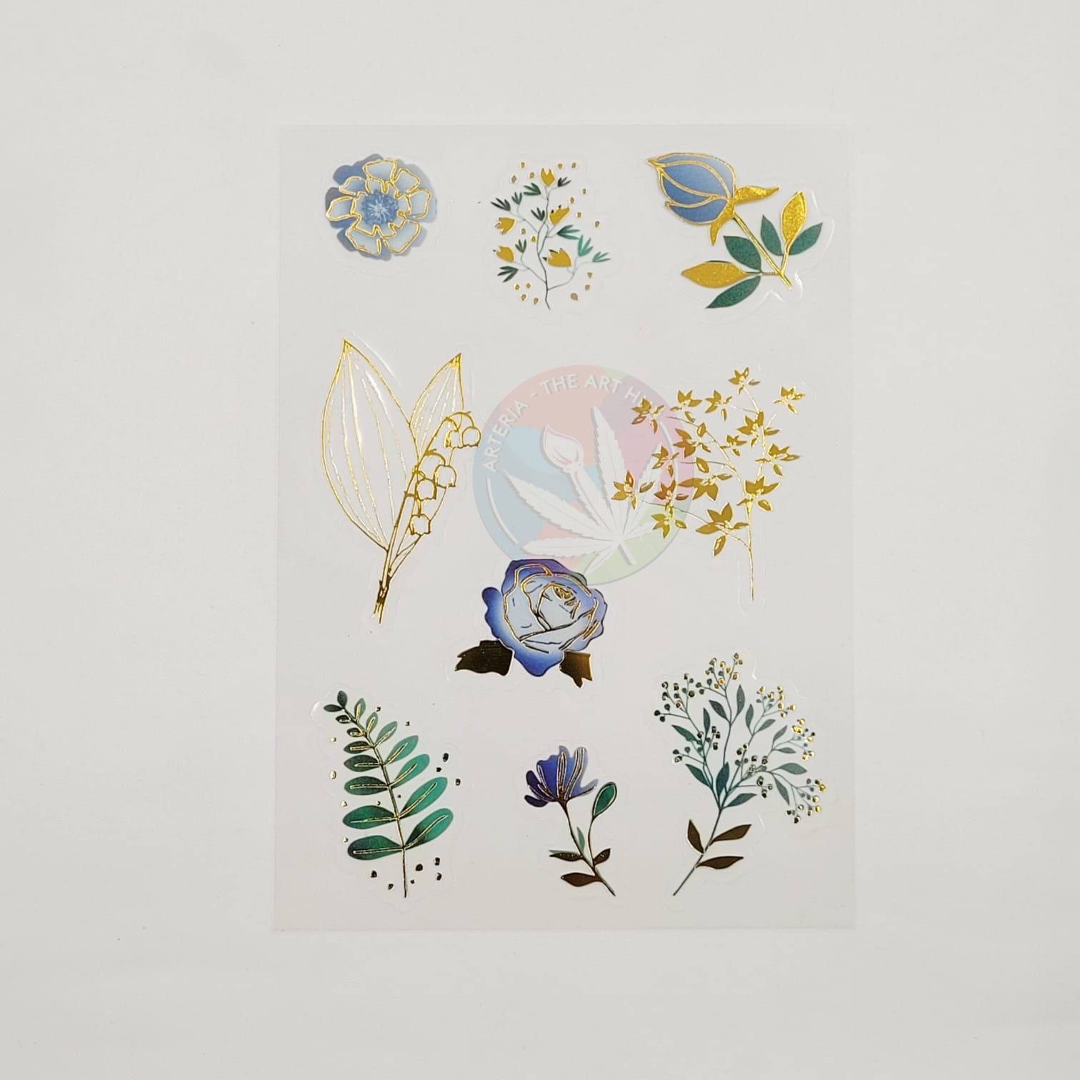 Transparent Stickers Gold Florals Set of 3 Sheets-8