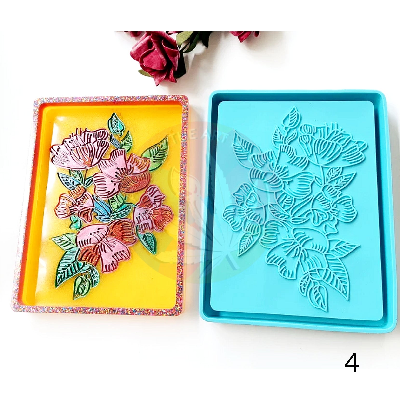 Tray Mould With floral engraving