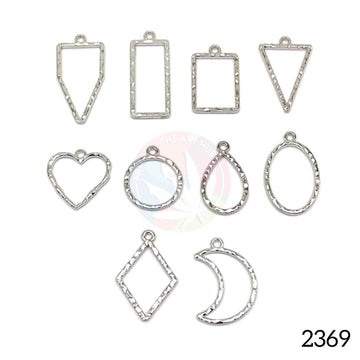 Designer Hollow Silver Hollow Bezels - Set of 10