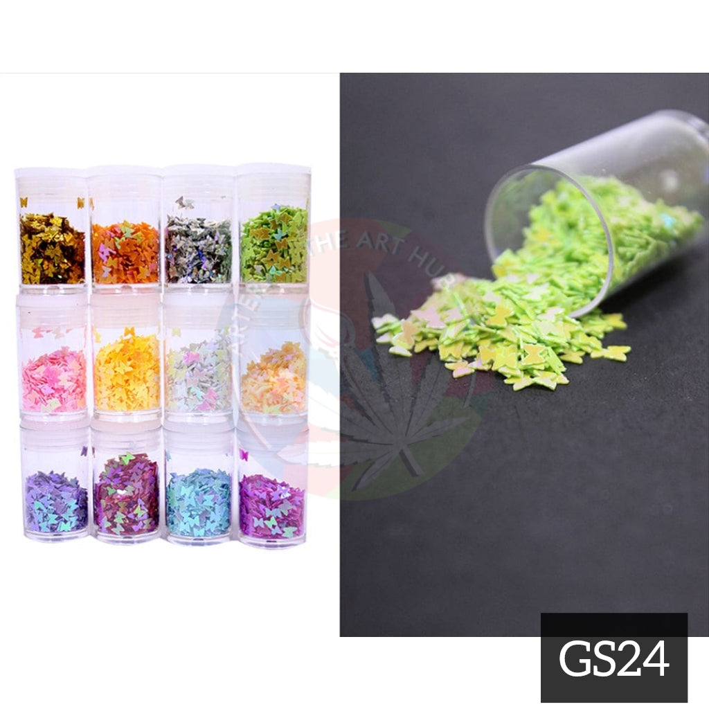 Rainbow Butterfly Glitter - set of 12