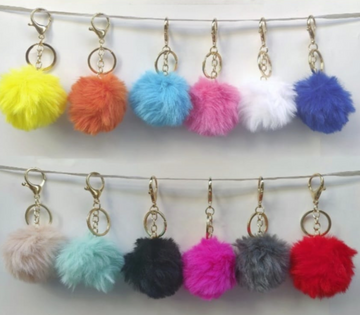 Fur Pompom with Lobster clip- 1 Pc