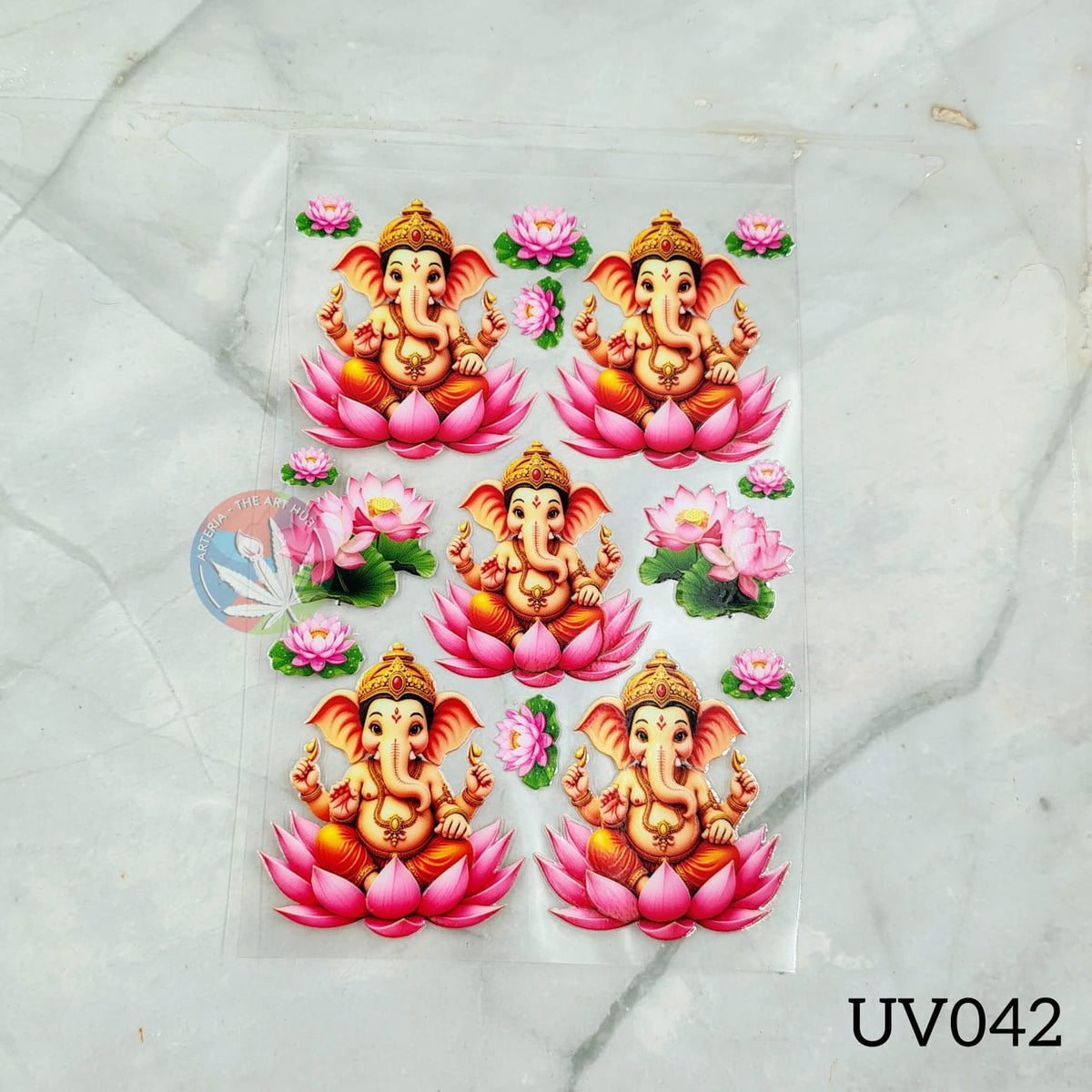 UV DTF Sticker - Ganpati Ji & Lotus