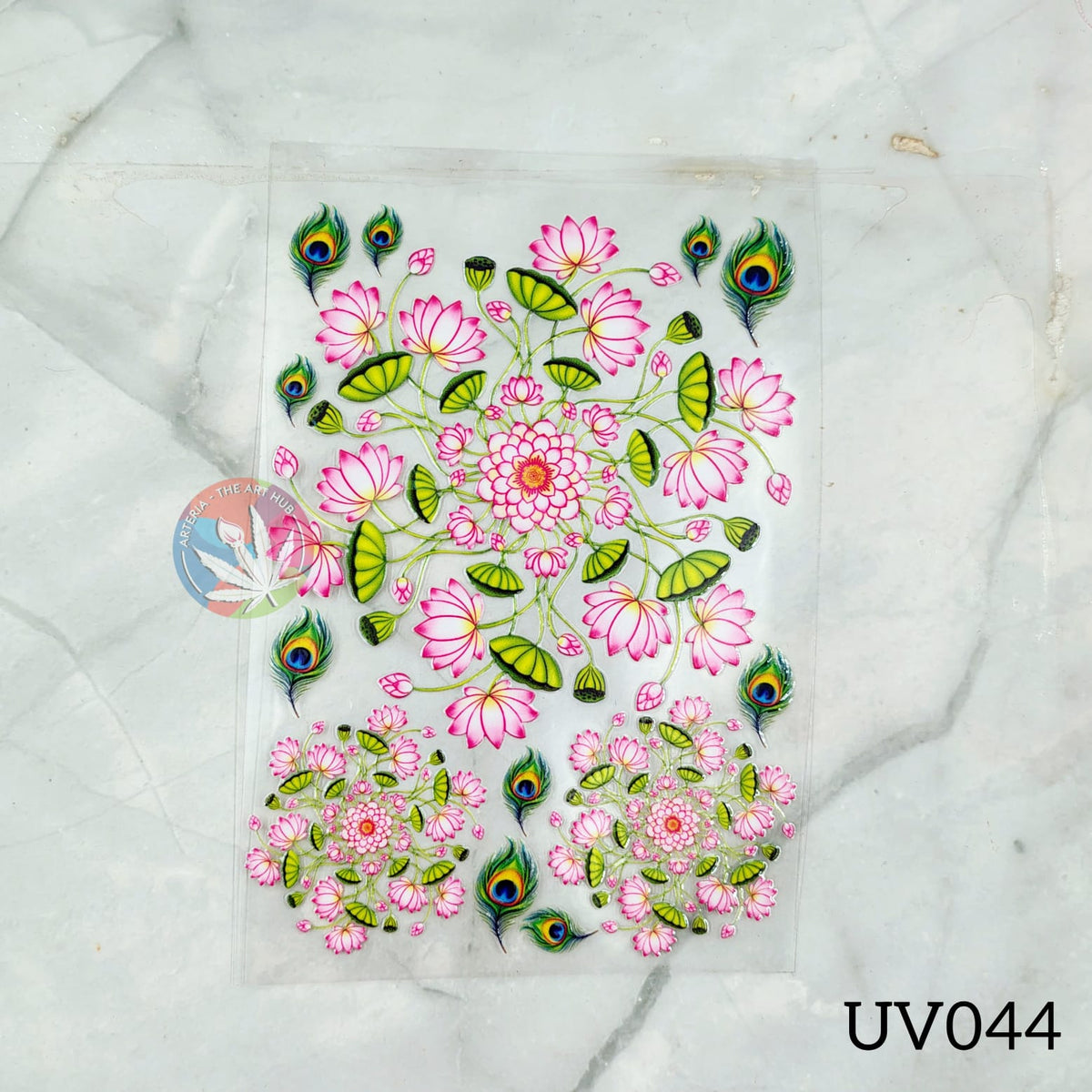 UV DTF Sticker - Lotus Peacock Pichwai