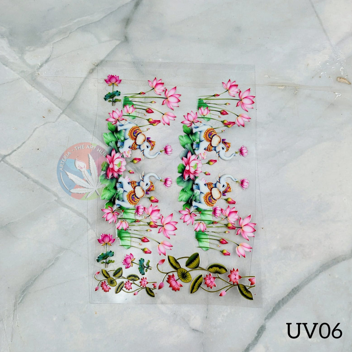 UV DTF Sticker - Pichwai Elephant With Lotus