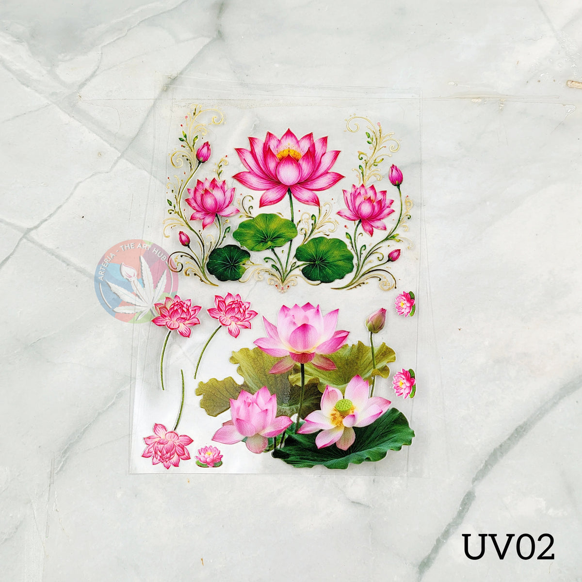UV DTF Sticker - Tall Lotus Stems & Lily Pads