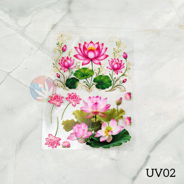 UV DTF Sticker - Tall Lotus Stems & Lily Pads
