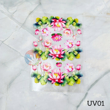 UV DTF Sticker - Pink Lotus Botanical