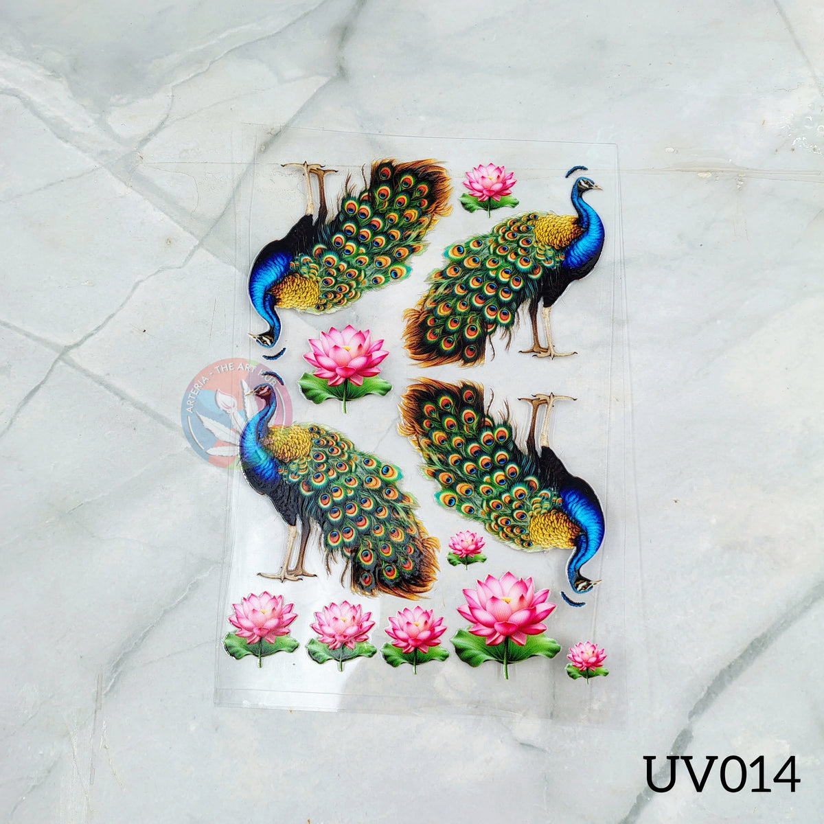 UV DTF Sticker - Peacock & Lotus