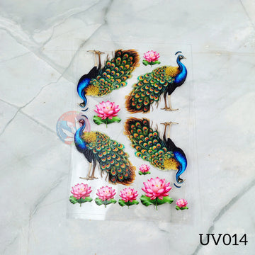 UV DTF Sticker - Peacock & Lotus