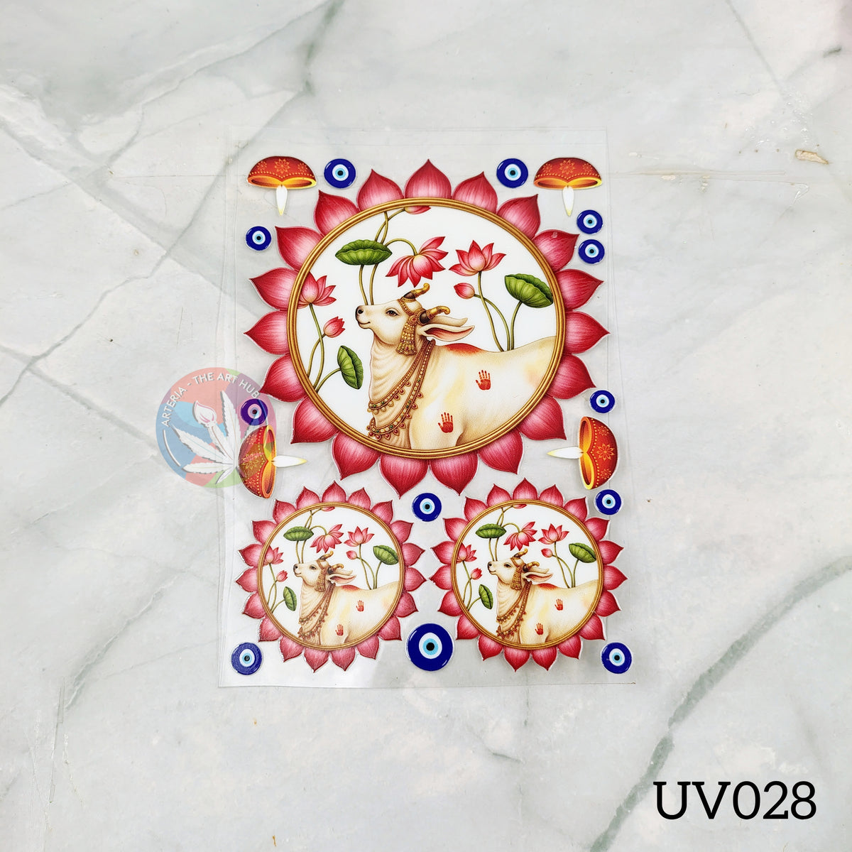 UV DTF Sticker - Kamdhenu Lotus Frame