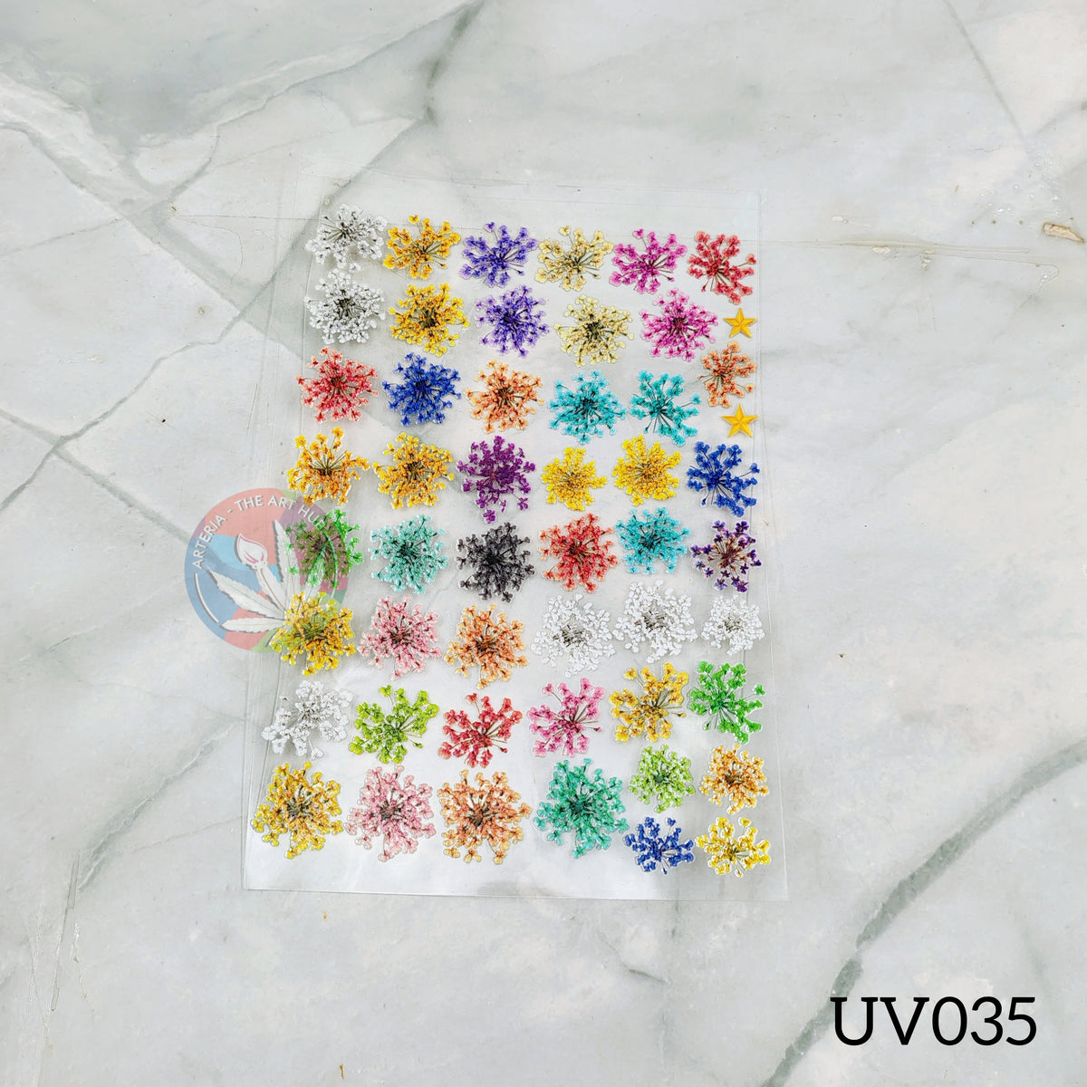 UV DTF Sticker - Pressed Lace Flower Multicolour