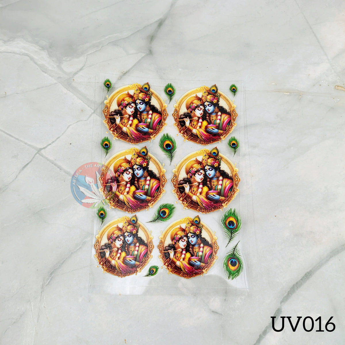 UV DTF Sticker - Radha Krishna Circle Frame