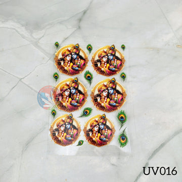 UV DTF Sticker - Radha Krishna Circle Frame